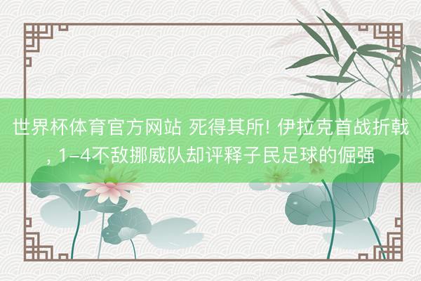 世界杯体育官方网站 死得其所! 伊拉克首战折戟, 1-4不敌挪威队却评释子民足球的倔强